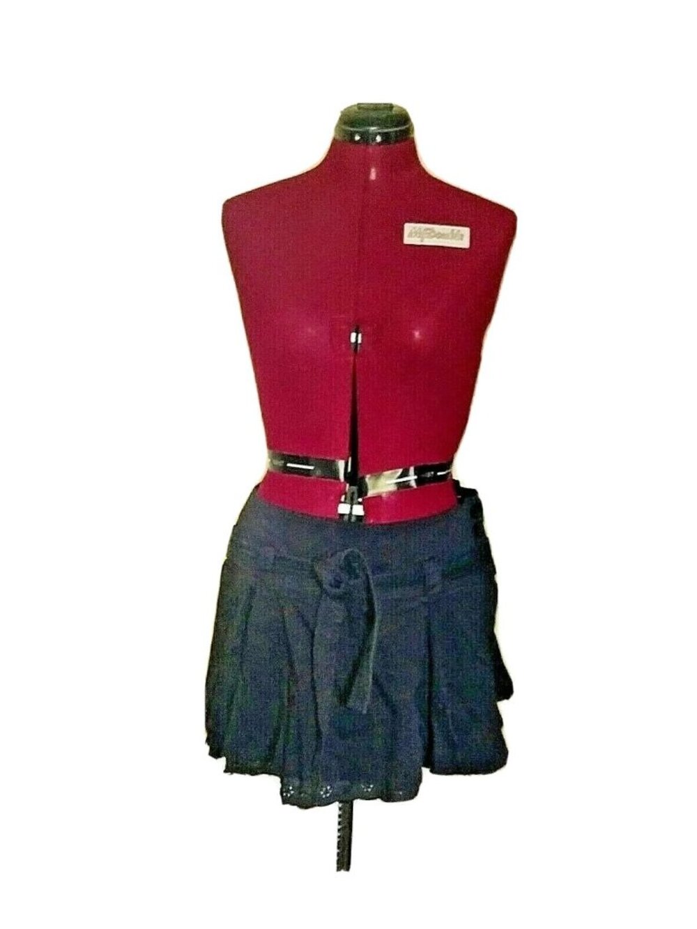 Miss Real Black Flared A-Line Skirt Size 12 UK Belted Raw Seam Detail Casual